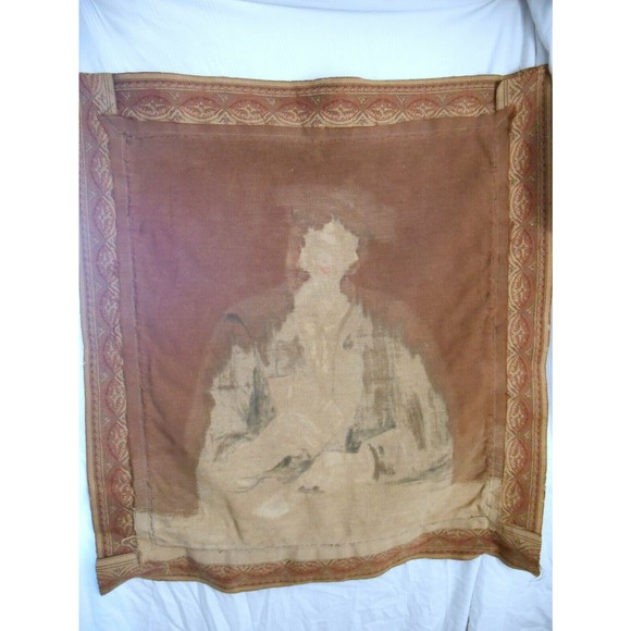 Rare Antique European Card Playing Gambling Man Painting on Fabric - Picture 5 of 6